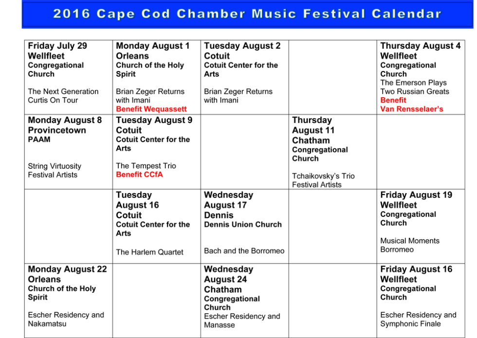 Microsoft Word 2016 Calendar.docx Cape Cod Chamber Music Festival